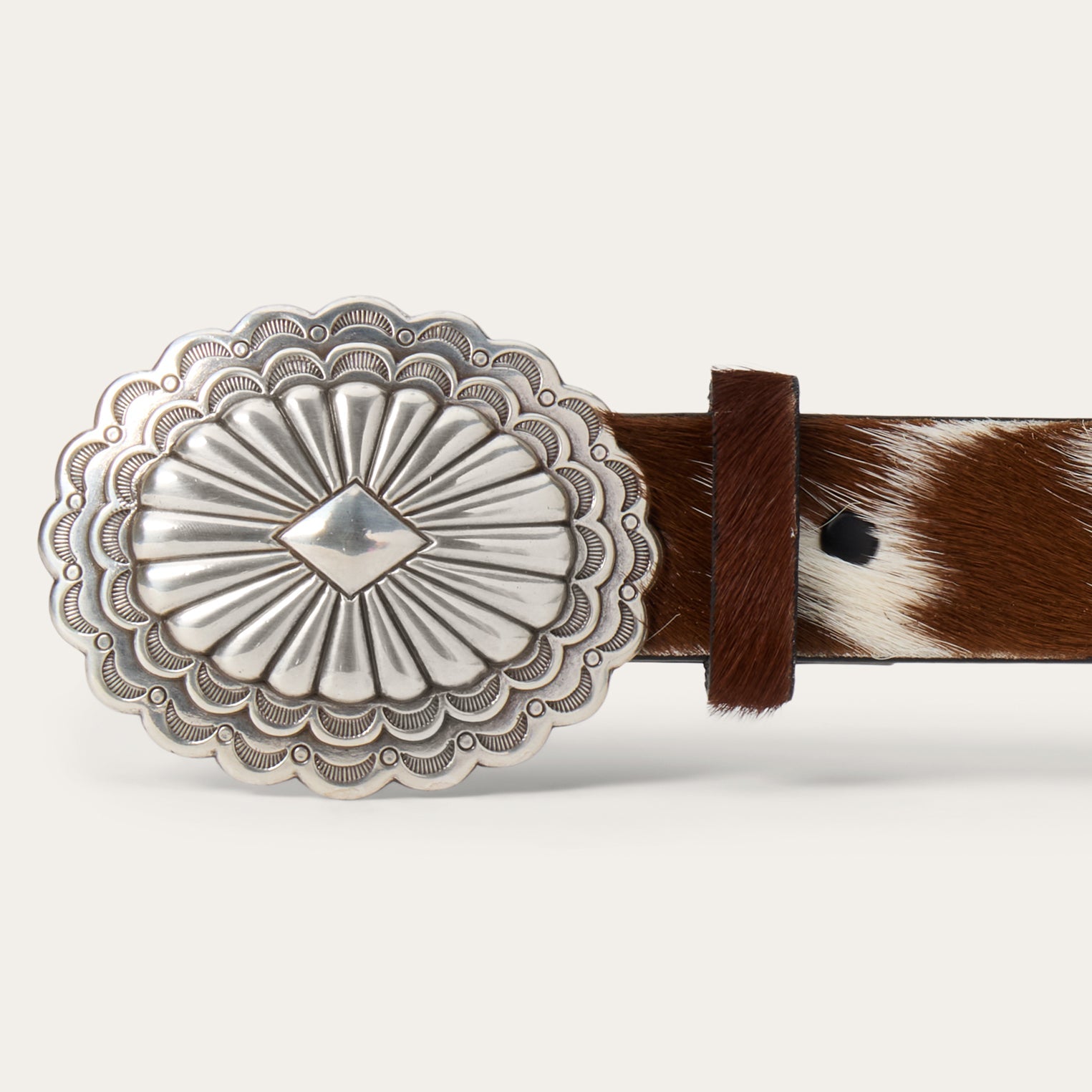 Hair-On-Hide Southwestern Buckle Belt Brown / White | Stetson