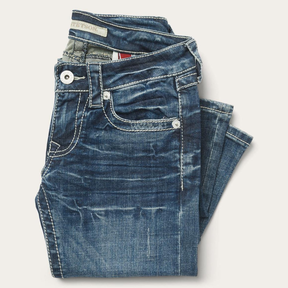 816 Fit Jeans With White &quot;S&quot; Back Pocket Blue | Women Stetson Denim