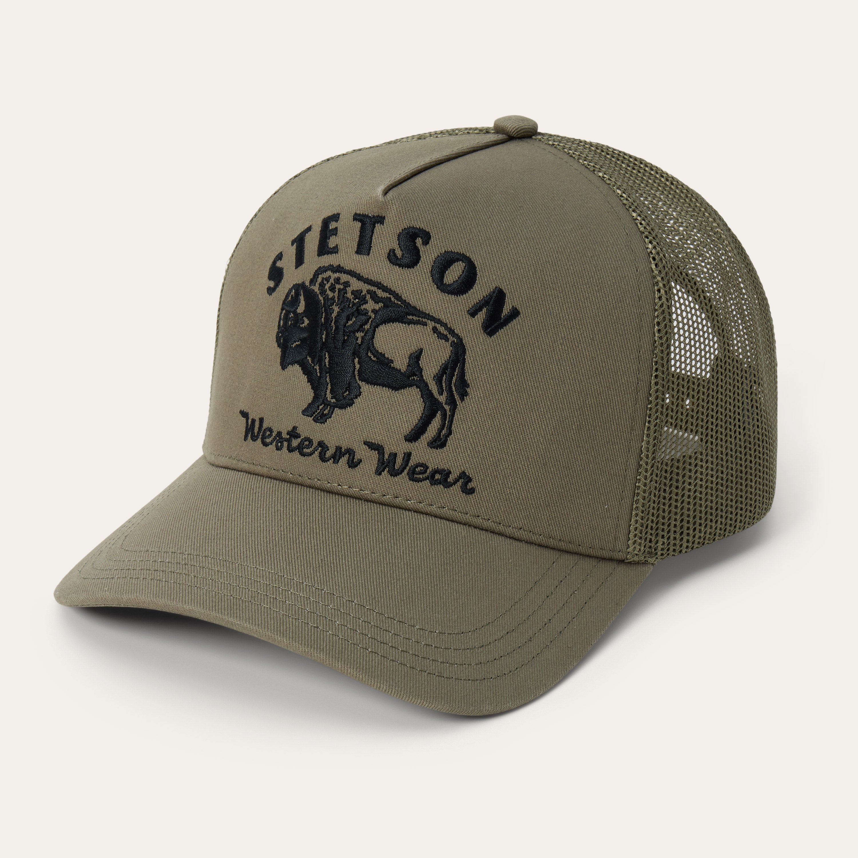 Bison Trucker Hat Olive | Stetson