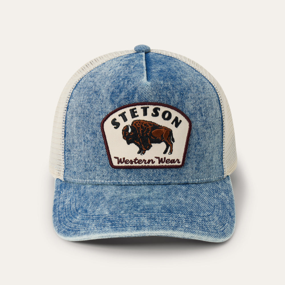 Bison Patch Trucker Hat Denim | Stetson