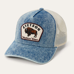 Bison Patch Trucker Hat Denim | Stetson