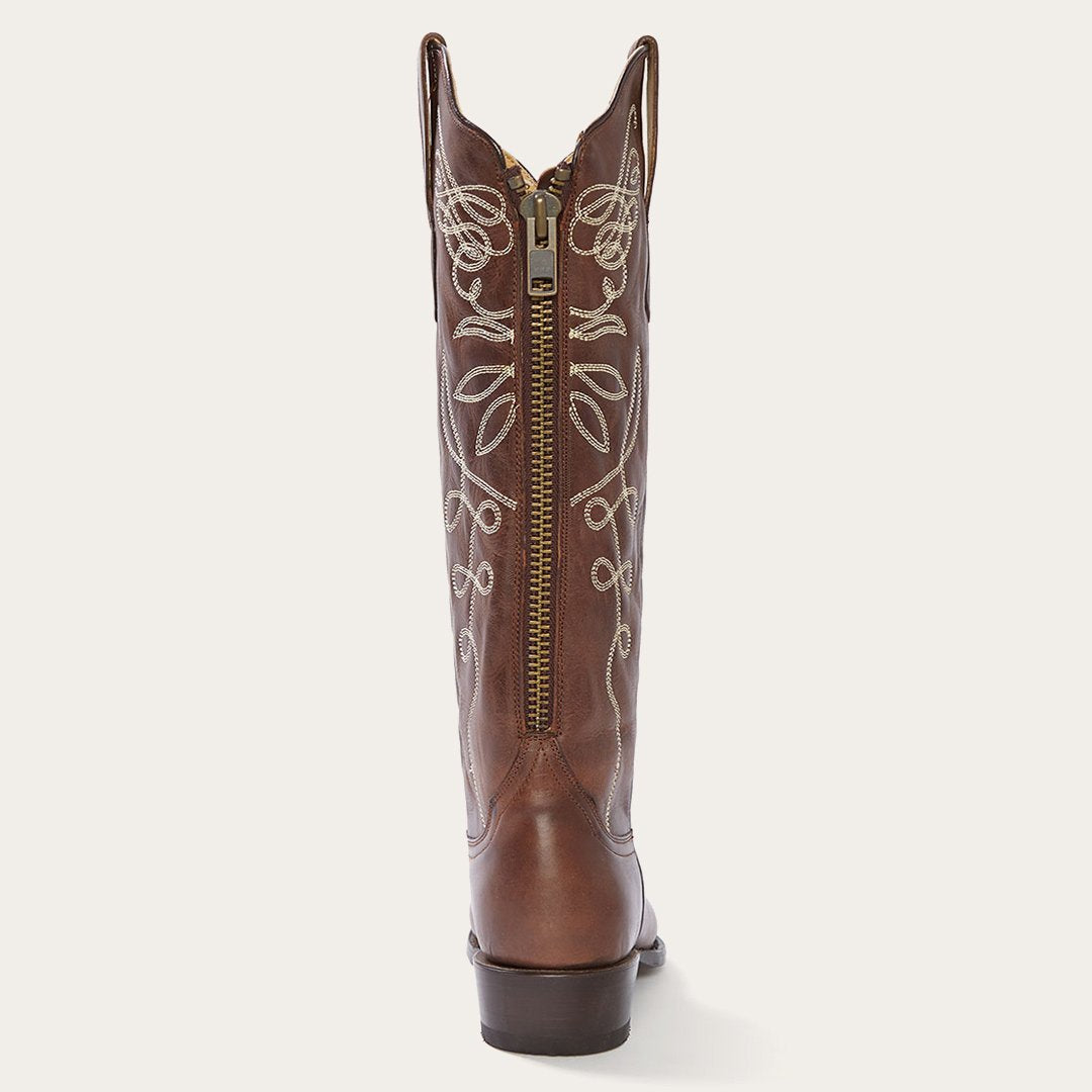 Adeline Burnished Brown Back Zip Cowboy Boot Brown | Women Stetson Western