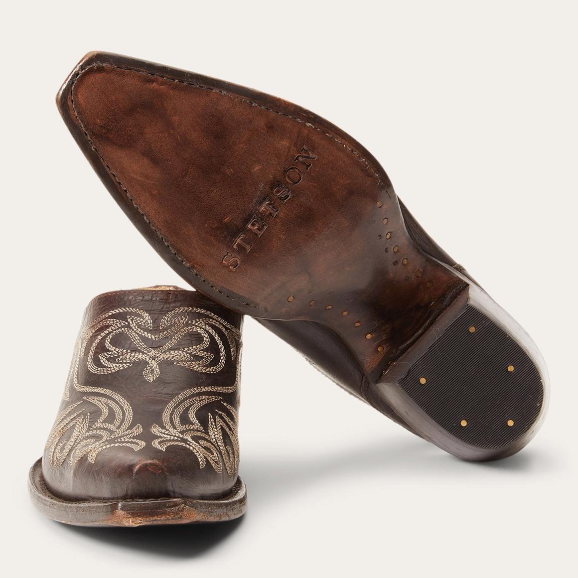 Adley Vintage Finished Leather Mules Brown | Women Stetson Mules
