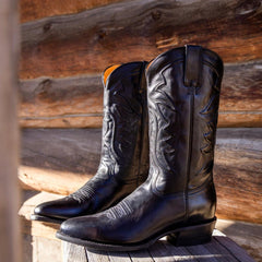 Ames Corded &amp; Burnished Leather Boot Black | Men Stetson Western