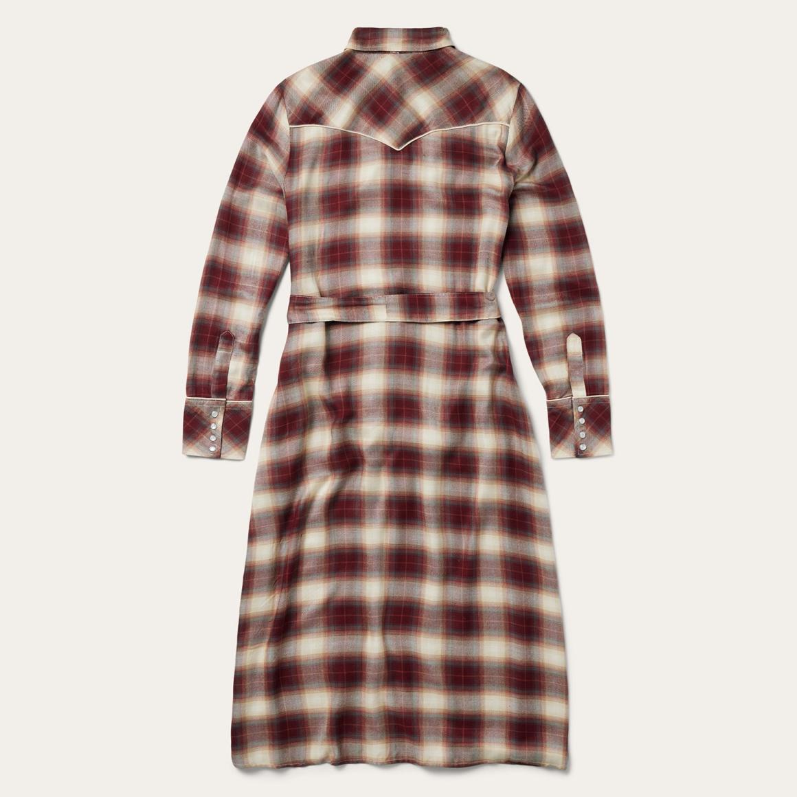 Black Cherry Plaid Shirt Dress Red | Women Stetson Midi