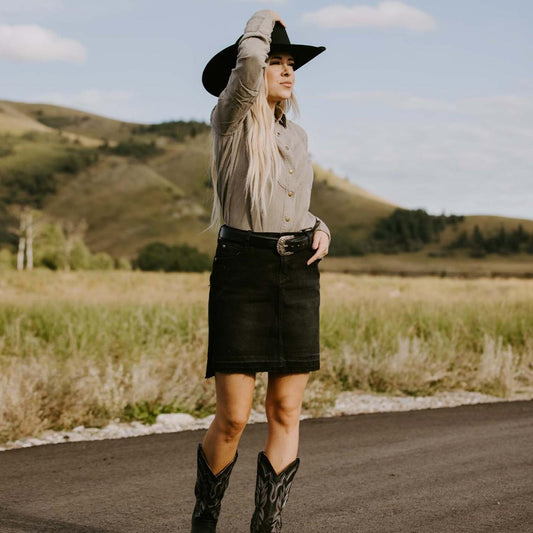 Black Denim 5-Pocket Skirt Black | Women Stetson Skirts &amp; Shorts