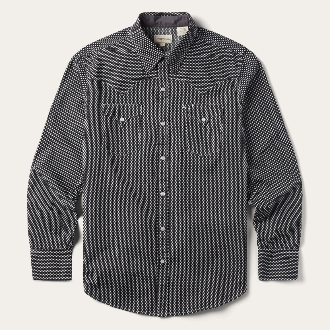 Black Diamond Shirt Black | Men Stetson Modern Cut