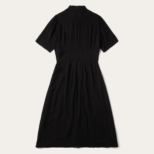 Black Herringbone Twill Midi Dress Black | Women Stetson Midi