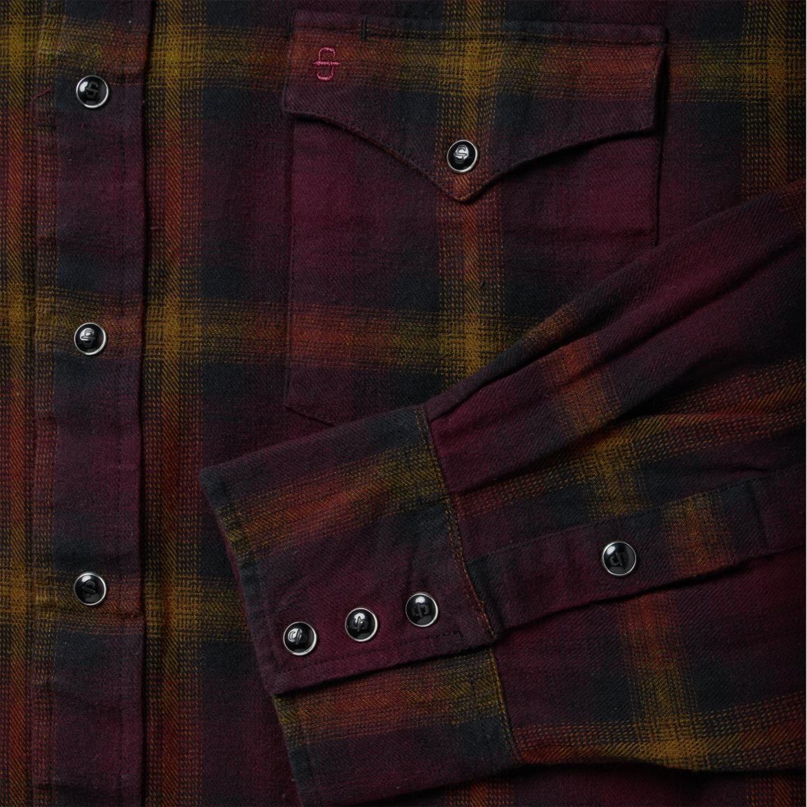 Black Wine Plaid Flannel Western Shirt Wine | Men Stetson Classic Cut