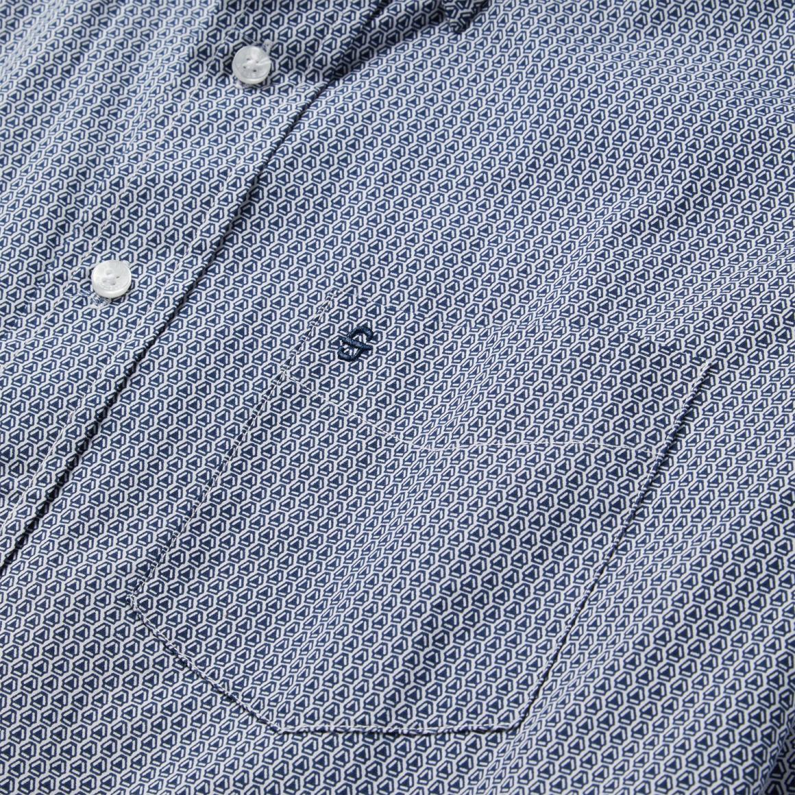 Blue Deco Geo Print Button Front Shirt Blue | Men Stetson Classic Cut