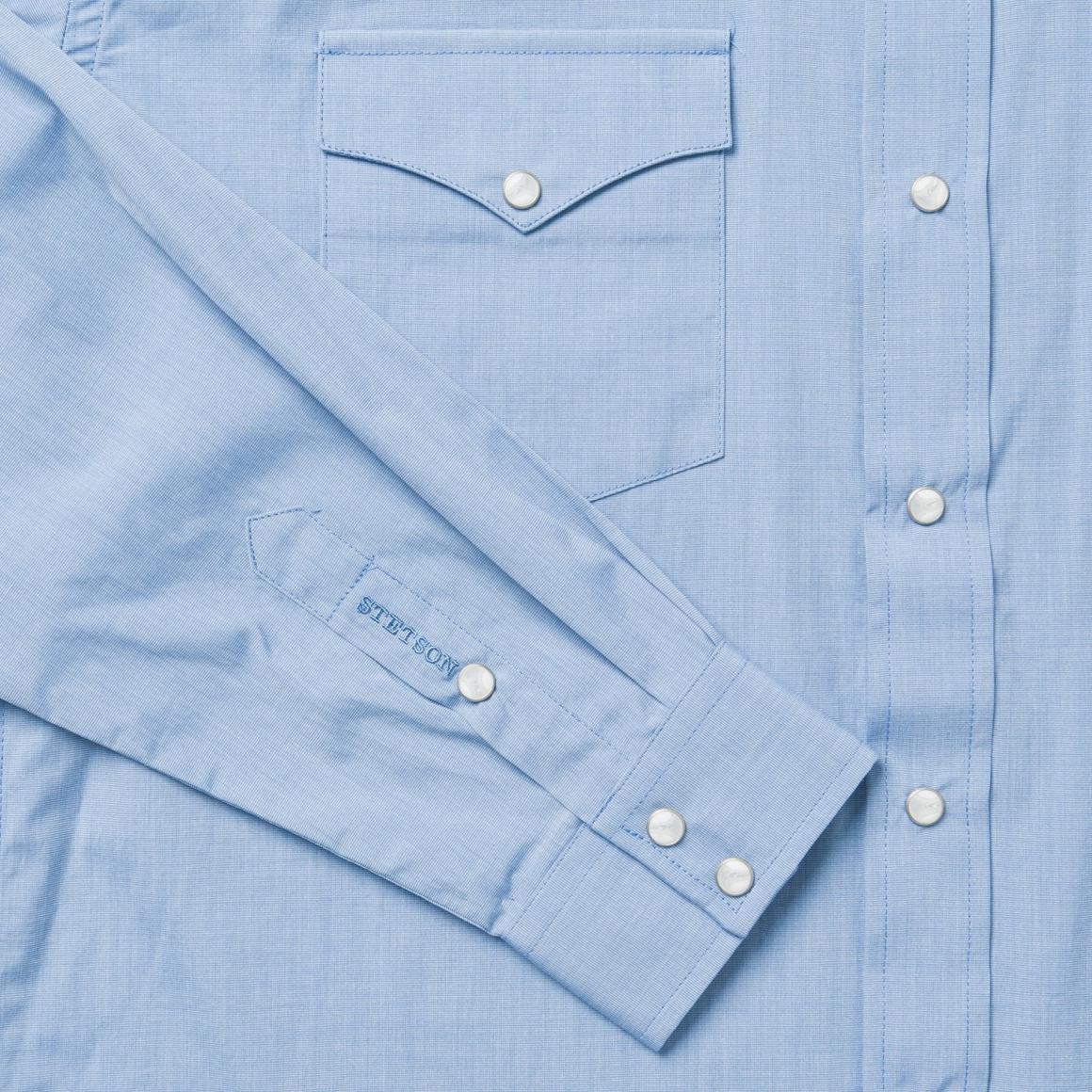 Blue End On End Solid Shirt Blue | Men Stetson Modern Cut