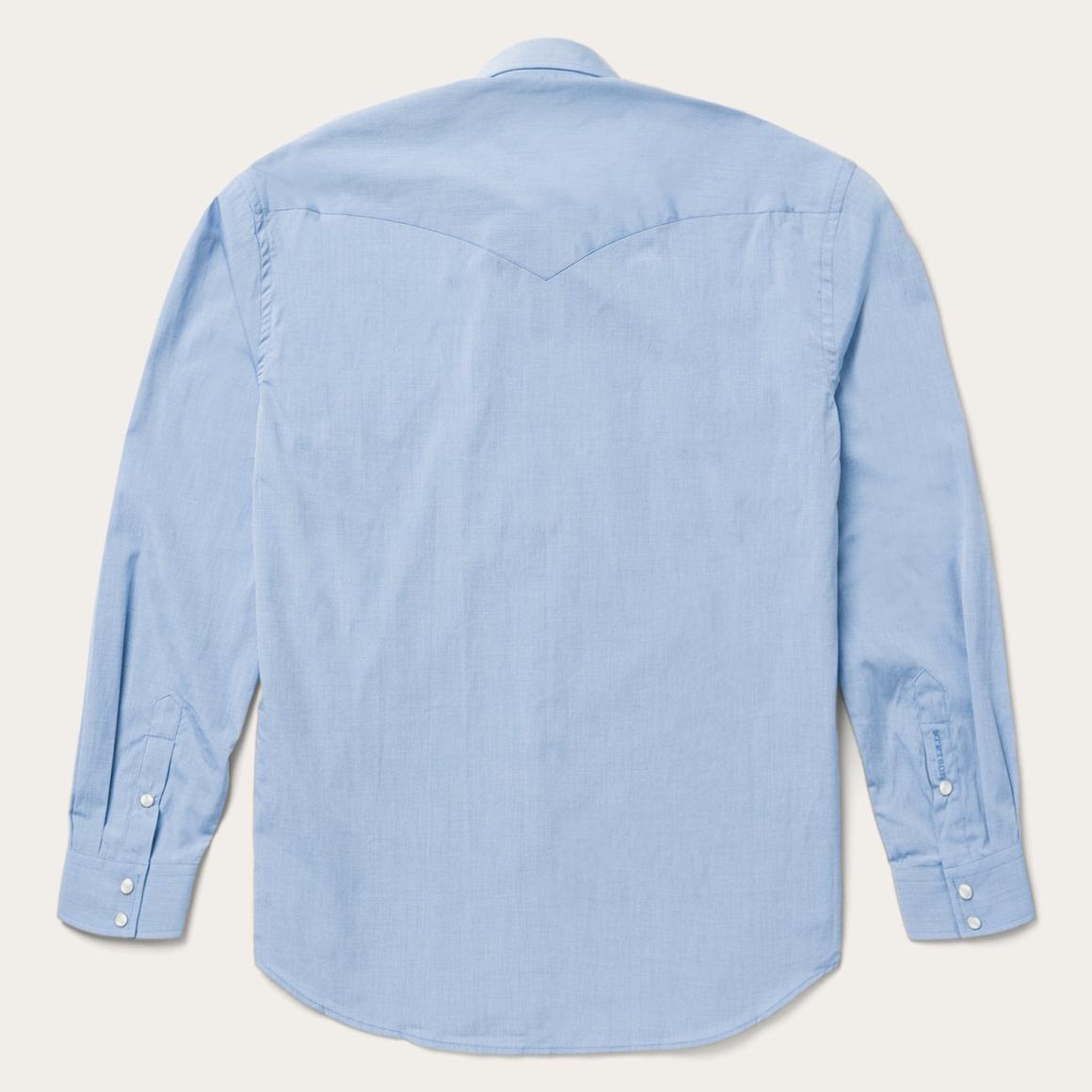 Blue End On End Solid Shirt Blue | Men Stetson Western Shirts
