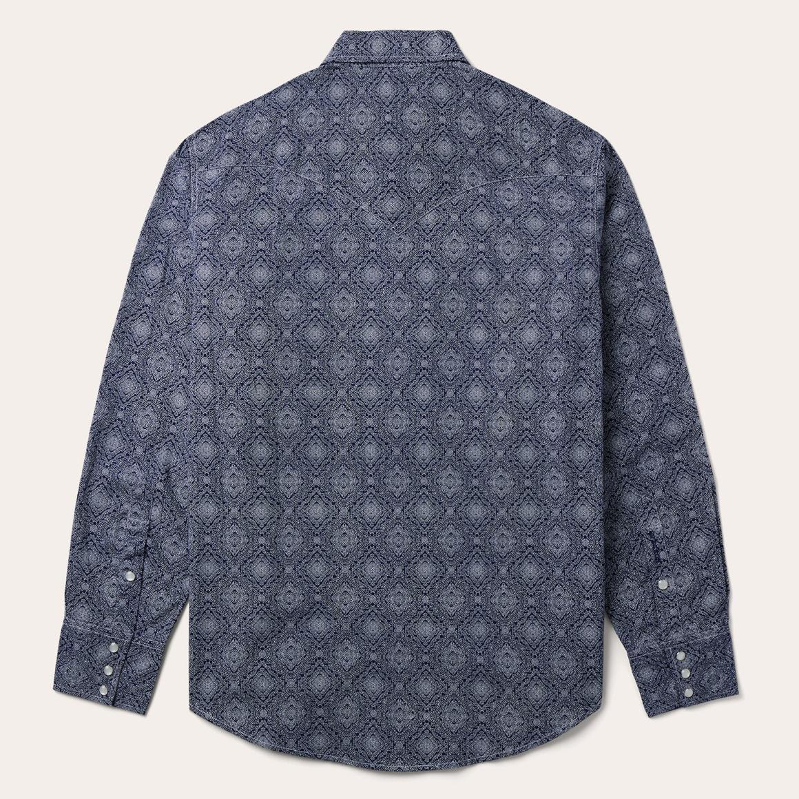 Blue Medallion Print Western Shirt Blue | Men Stetson Western Shirts