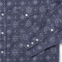 Blue Medallion Print Western Shirt Blue | Men Stetson Western Shirts