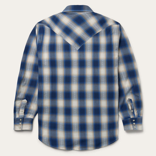 Blue Ombre Plaid Western Shirt Blue | Men Stetson Western Shirts