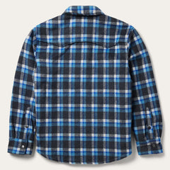 Blue Plaid Quilted Shirt Jacket Blue | Men Stetson Flannel Shirts