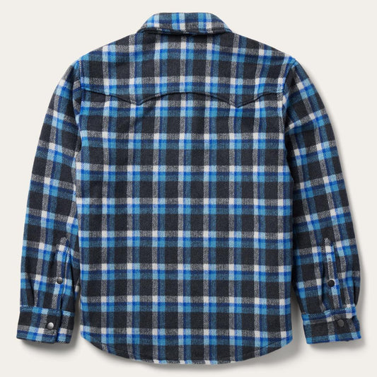 Blue Plaid Quilted Shirt Jacket Blue | Men Stetson Jackets
