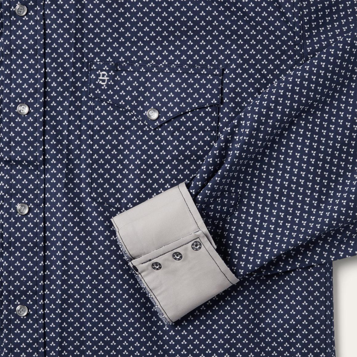 Blue Polaris Geo Print Western Shirt Blue | Men Stetson Western Shirts