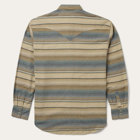 Blue Stripe Flannel Western Shirt Blue | Men Stetson Classic Cut