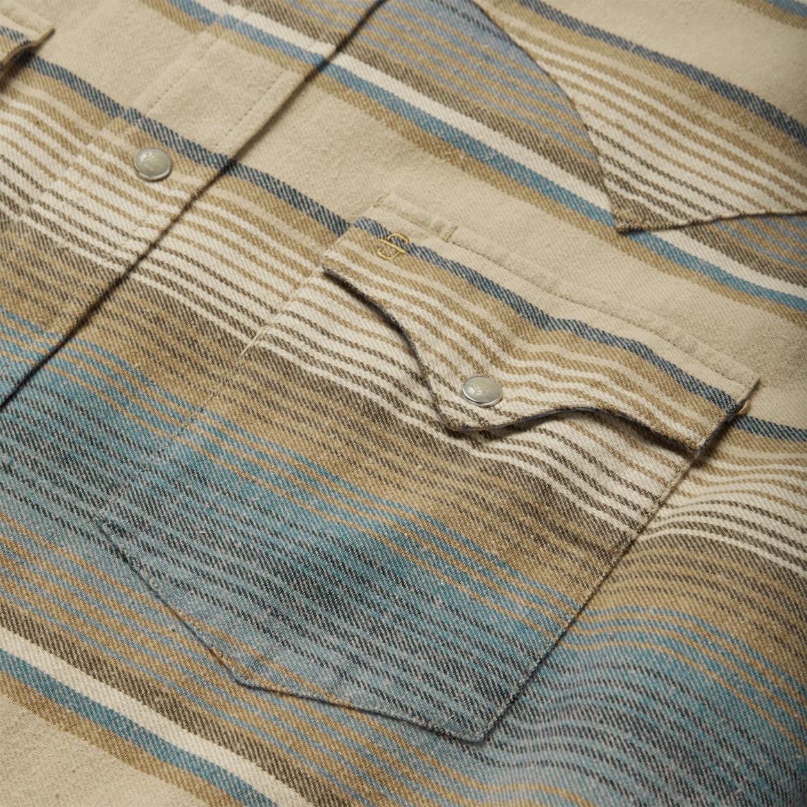 Blue Stripe Flannel Western Shirt Blue | Men Stetson Classic Cut