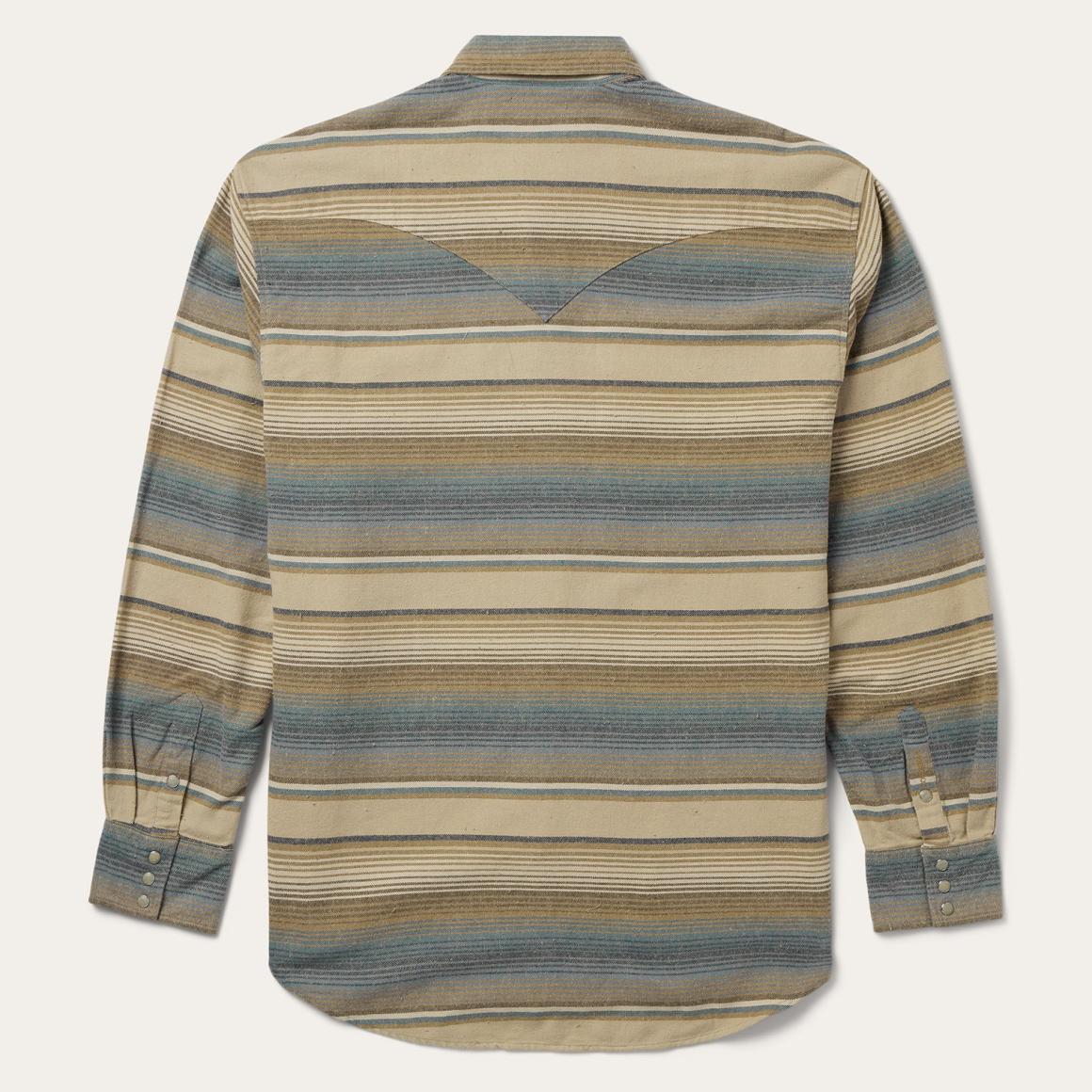 Blue Stripe Flannel Western Shirt Blue | Men Stetson Flannel Shirts