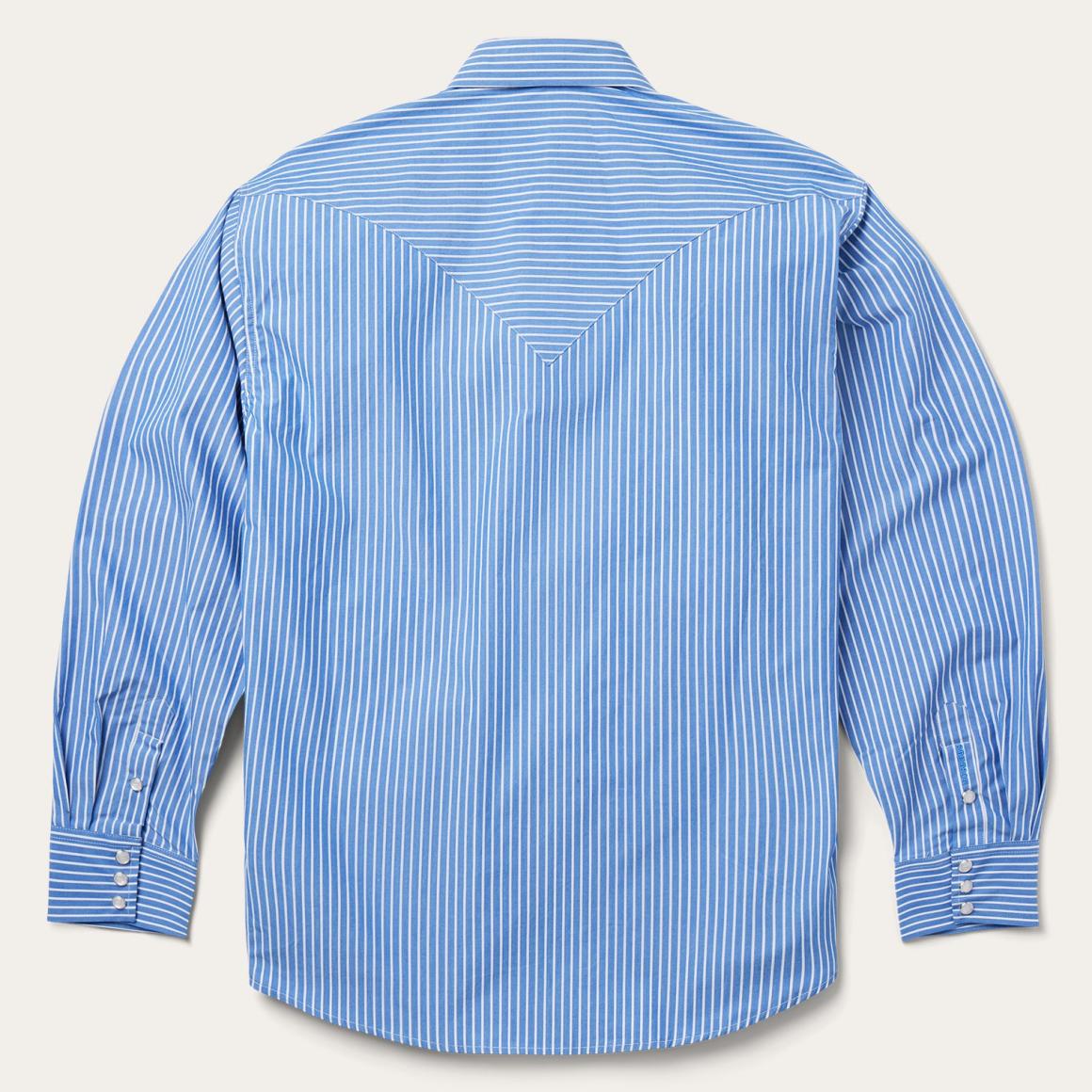 Blue Western Stripe Shirt Blue | Men Stetson Classic Cut