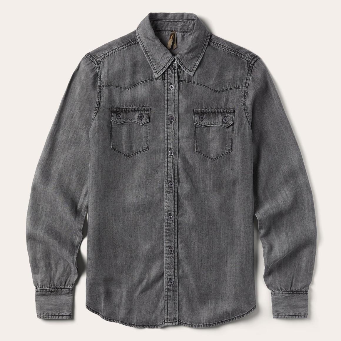 Boyfriend Fit Denim Shirt Washed Black | Women Stetson Denim Shirts