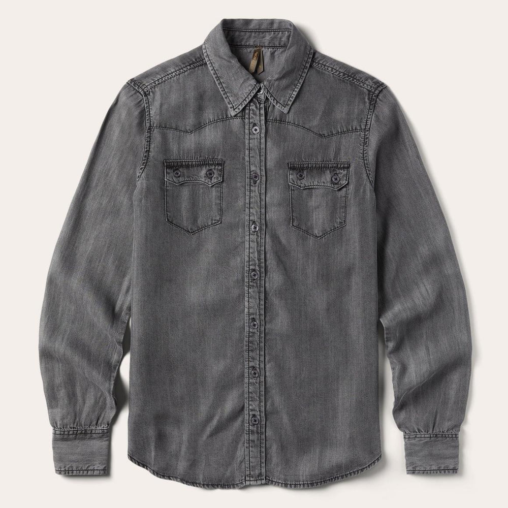 Boyfriend Fit Denim Shirt Washed Black | Women Stetson Denim Shirts