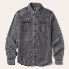 Boyfriend Fit Denim Shirt Washed Black | Women Stetson Denim Shirts