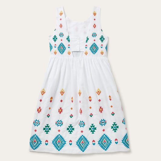 Bright Schiffli Embroidered White Cotton Lawn Dress White | Women Stetson Midi