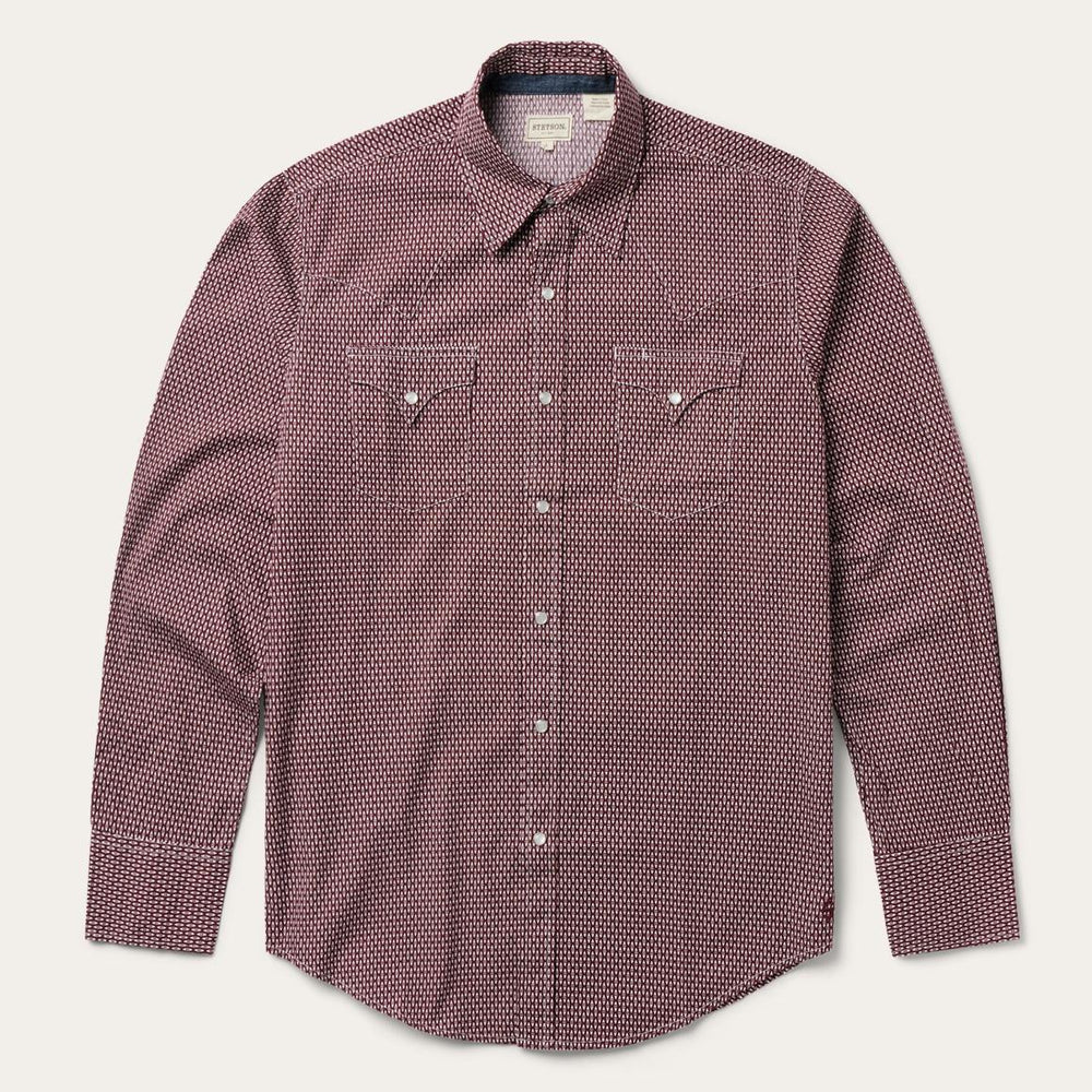 Broken Diamond Print Western Shirt Red | Men Stetson Modern Cut