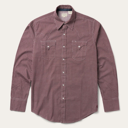 Broken Diamond Print Western Shirt Red | Men Stetson Modern Cut