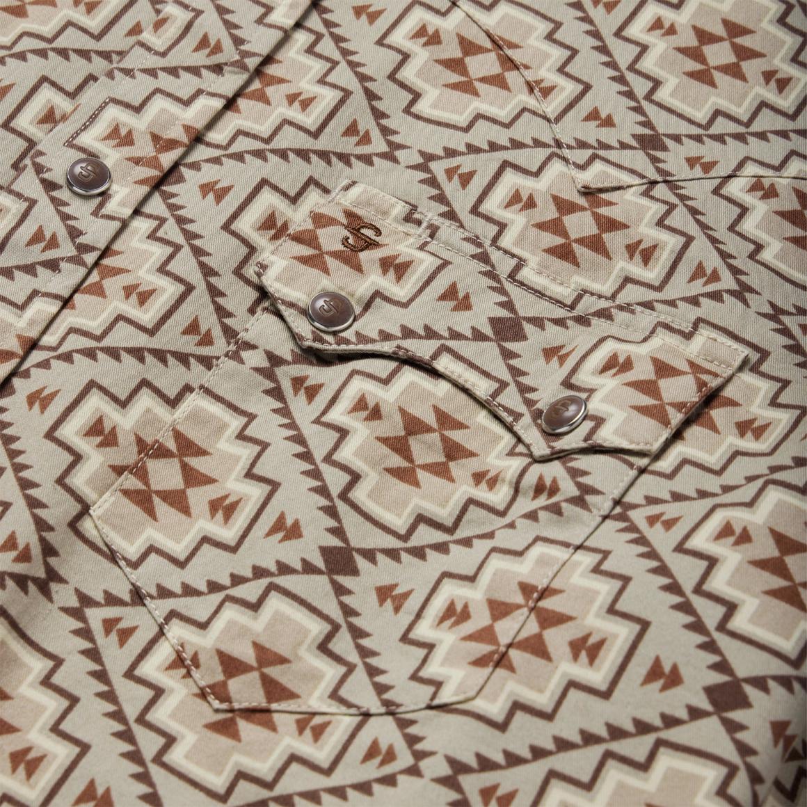 Brown Aztec Poplin Western Shirt Brown | Men Stetson Modern Cut