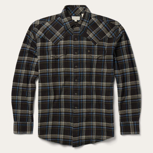 Brown Plaid Flannel Western Shirt Brown | Men Stetson Western Shirts