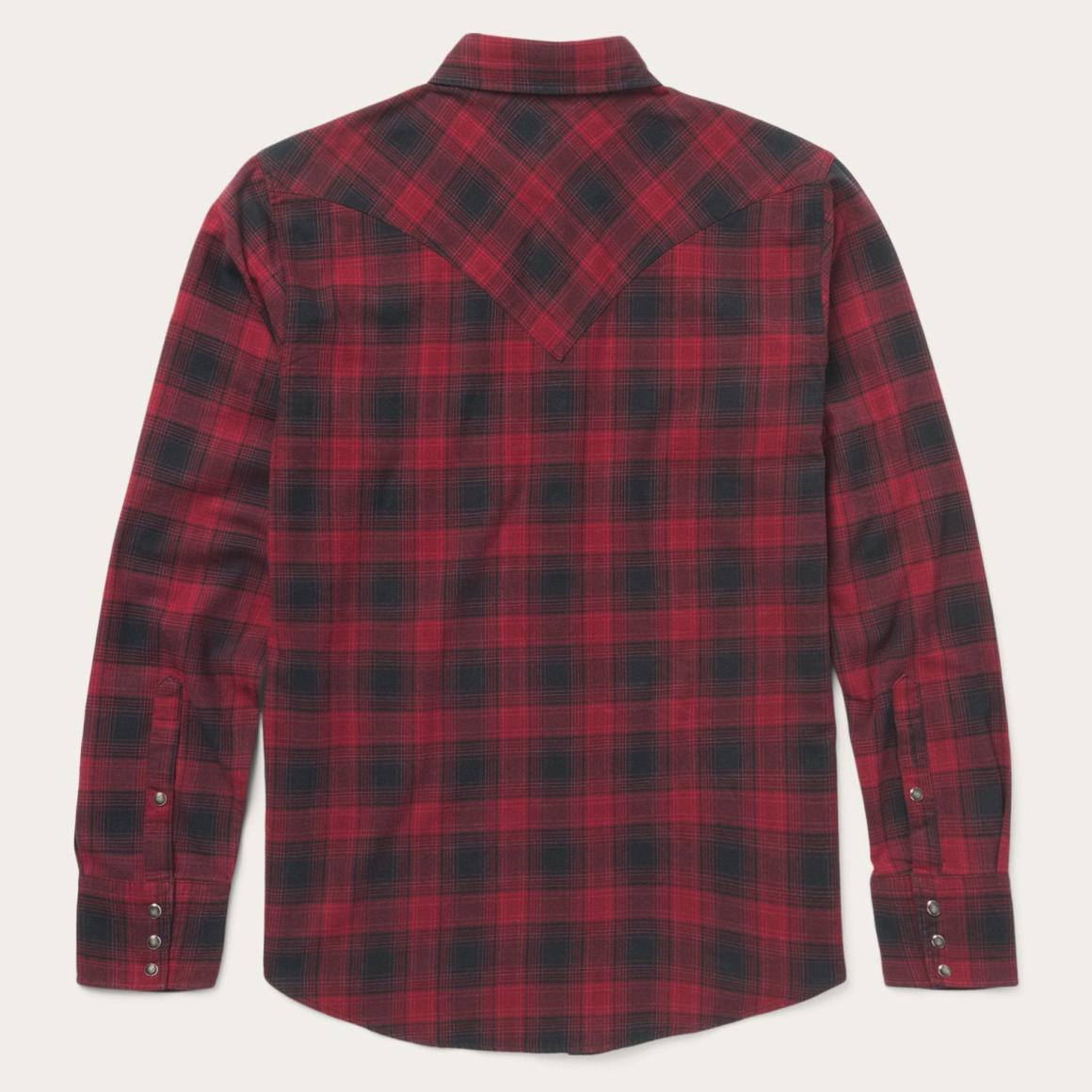 Brushed Twill Plaid Shirt Black | Men Stetson Flannel Shirts