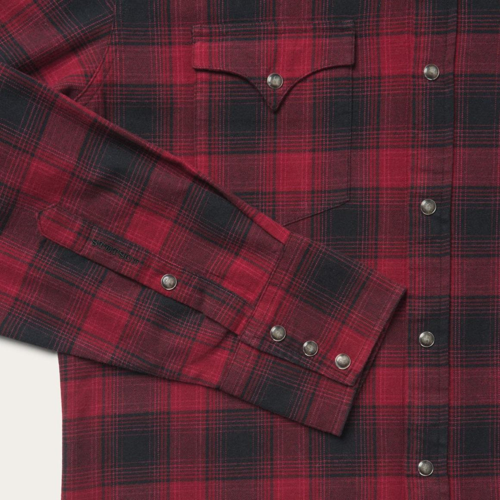 Brushed Twill Plaid Shirt Black | Men Stetson Flannel Shirts