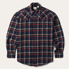 Brushed Twill Plaid Shirt Blue | Men Stetson Flannel Shirts