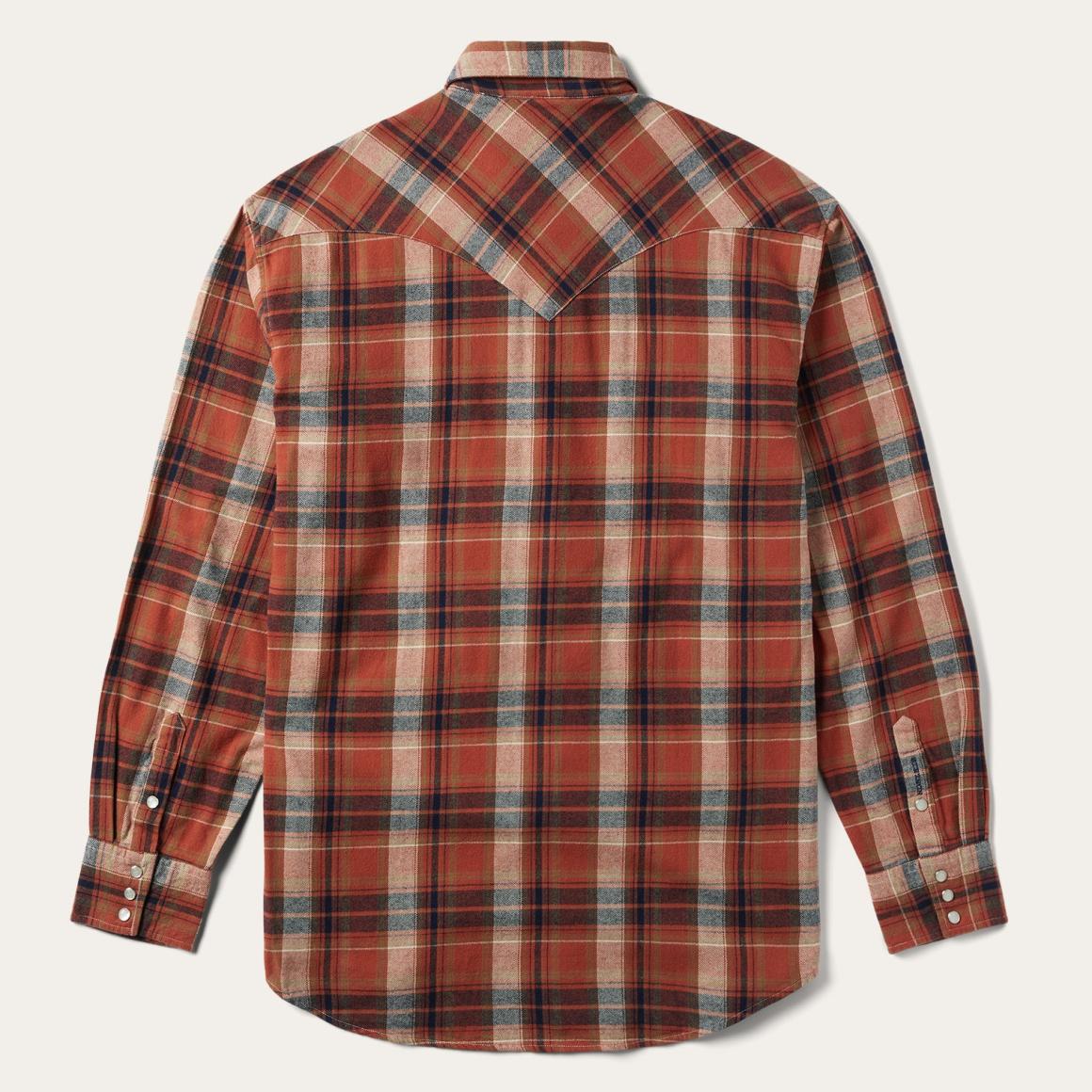 Brushed Twill Plaid Shirt Orange | Men Stetson Flannel Shirts