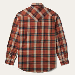 Brushed Twill Plaid Shirt Orange | Men Stetson Flannel Shirts