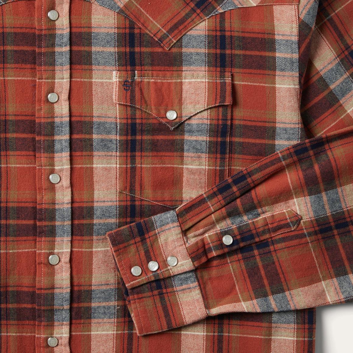 Brushed Twill Plaid Shirt Orange | Men Stetson Western Shirts