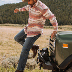 Brushed Twill Striped Shirt Red | Men Stetson Flannel Shirts