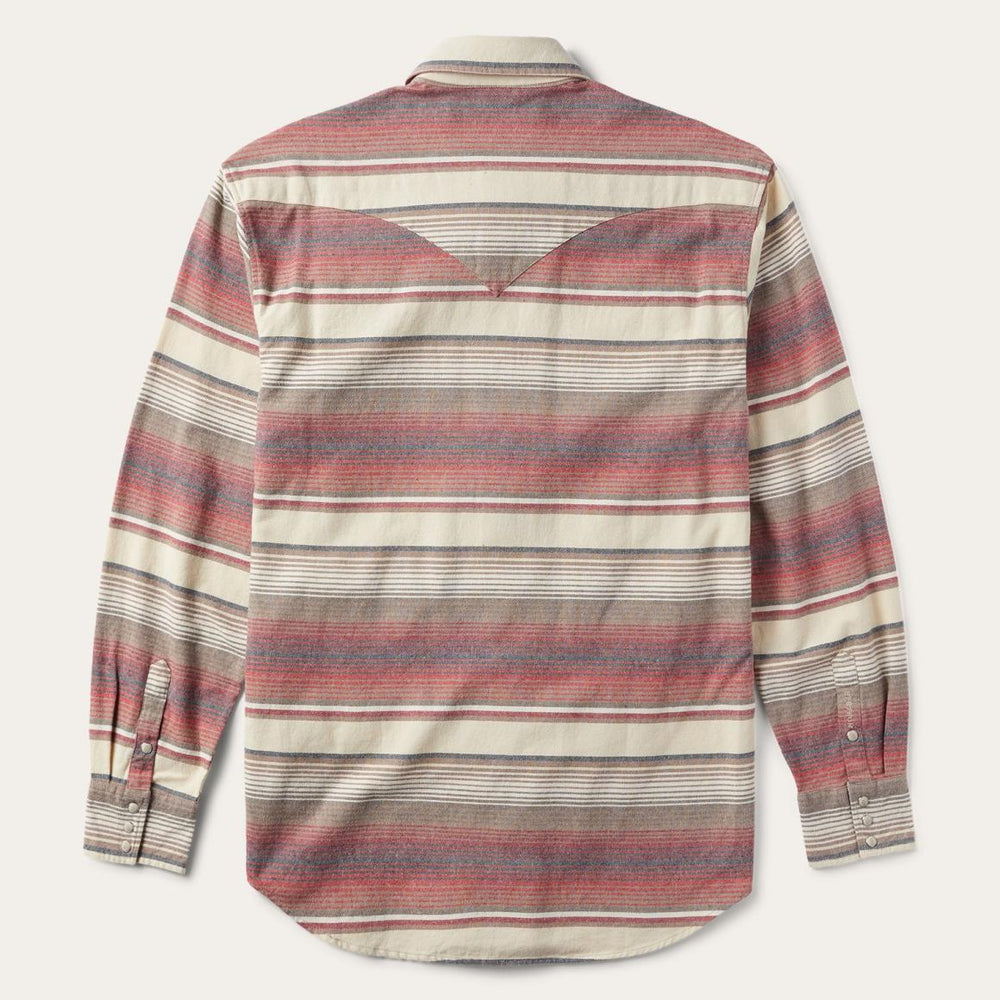 Brushed Twill Striped Shirt Red | Men Stetson Flannel Shirts