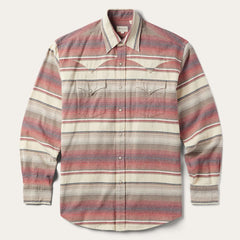 Brushed Twill Striped Shirt Red | Men Stetson Flannel Shirts