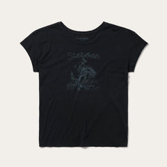 Bucking Cowboy Graphic Tee Black | Women Stetson Tees