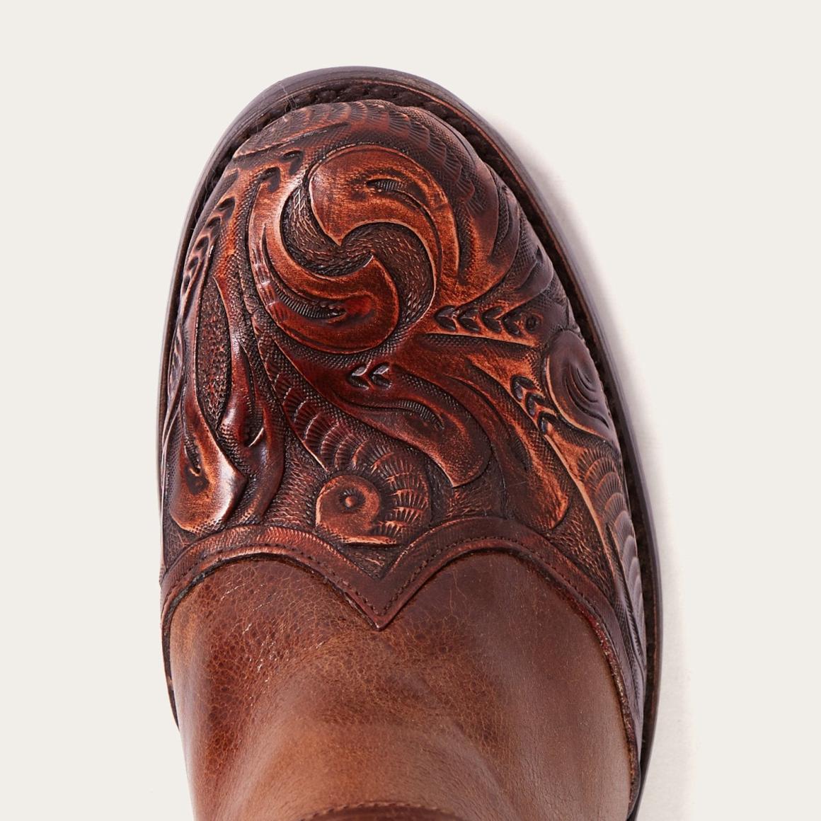 Burnished Cognac Paisley Side Zip Cowboy Boot Tan | Women Stetson Western