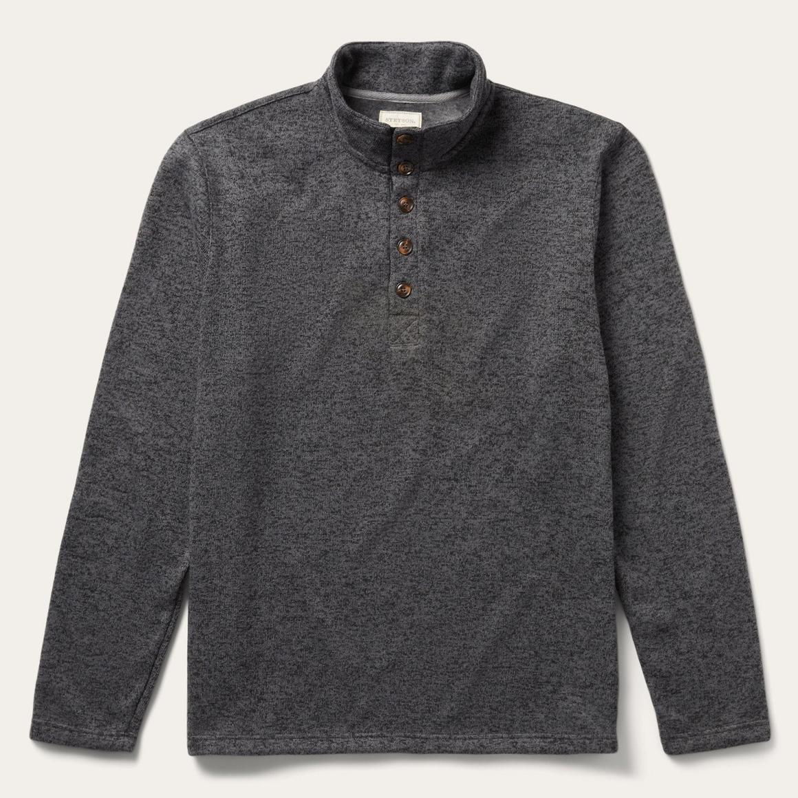 Button-Front Grey Pullover Knit Sweater Grey | Men Stetson Sweaters &amp; Hoodies