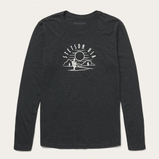 Cactus And Sunset Graphic Tee Black | Women Stetson Tees