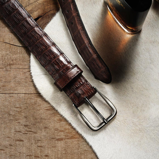 Caiman Western Tab Belt - 1 1/4&quot; Width Cigar Classic | Men Stetson Belts