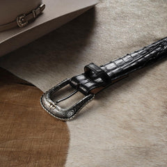 Caiman Western Tab Belt Black Classic | Men Stetson Belts