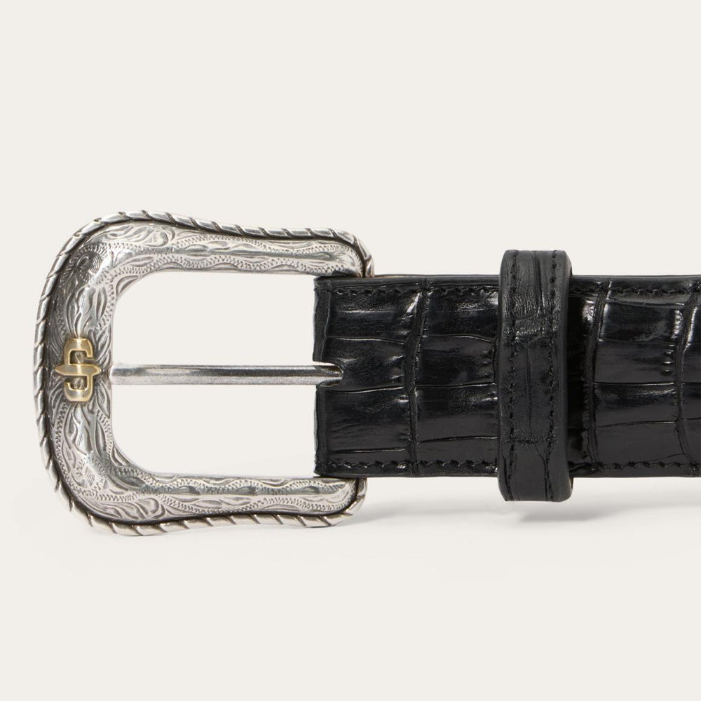 Caiman Western Tab Belt Black Classic | Men Stetson Belts